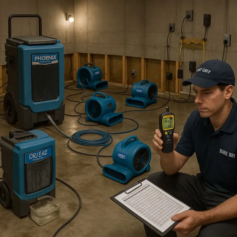 Structural Drying and Dehumidification process in Woodhaven, MI